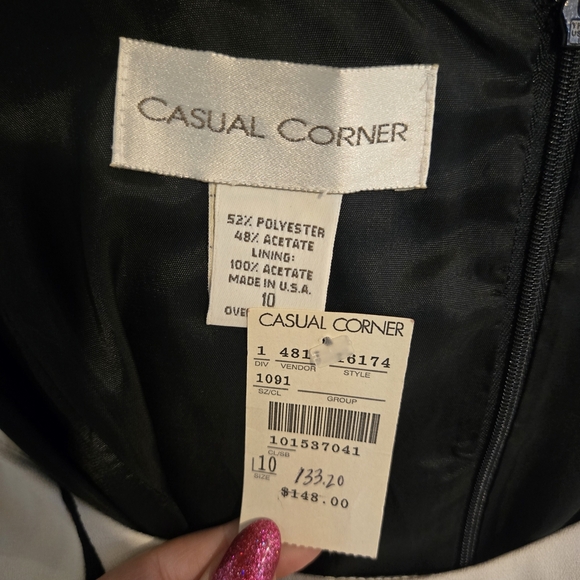 Casual Corner Black and White Geometric Midi Dress Size 10 - Picture 4 of 4